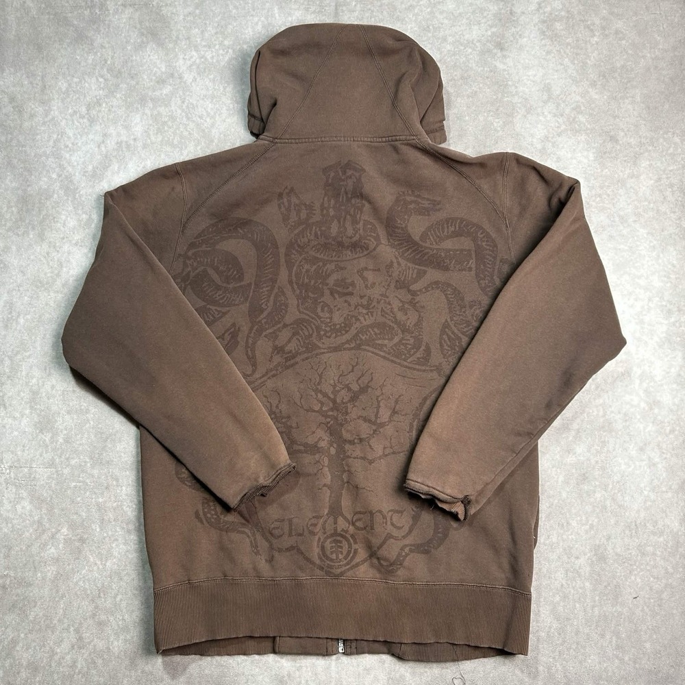 Vintage Element Skateboards Hoodie Sweatshirt Y2K Brown Skater Baggy Bam XL